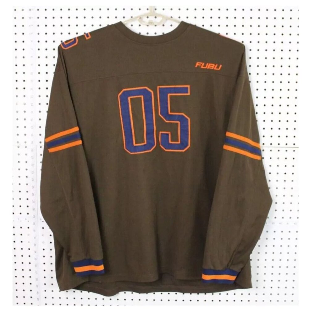 FUBU Vintage Official 05 Long Sleeve Embroidered brown Jersey 4xl